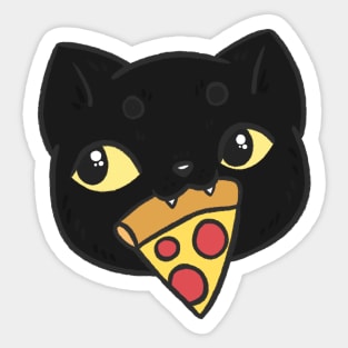 Black cat with pizza Sticker